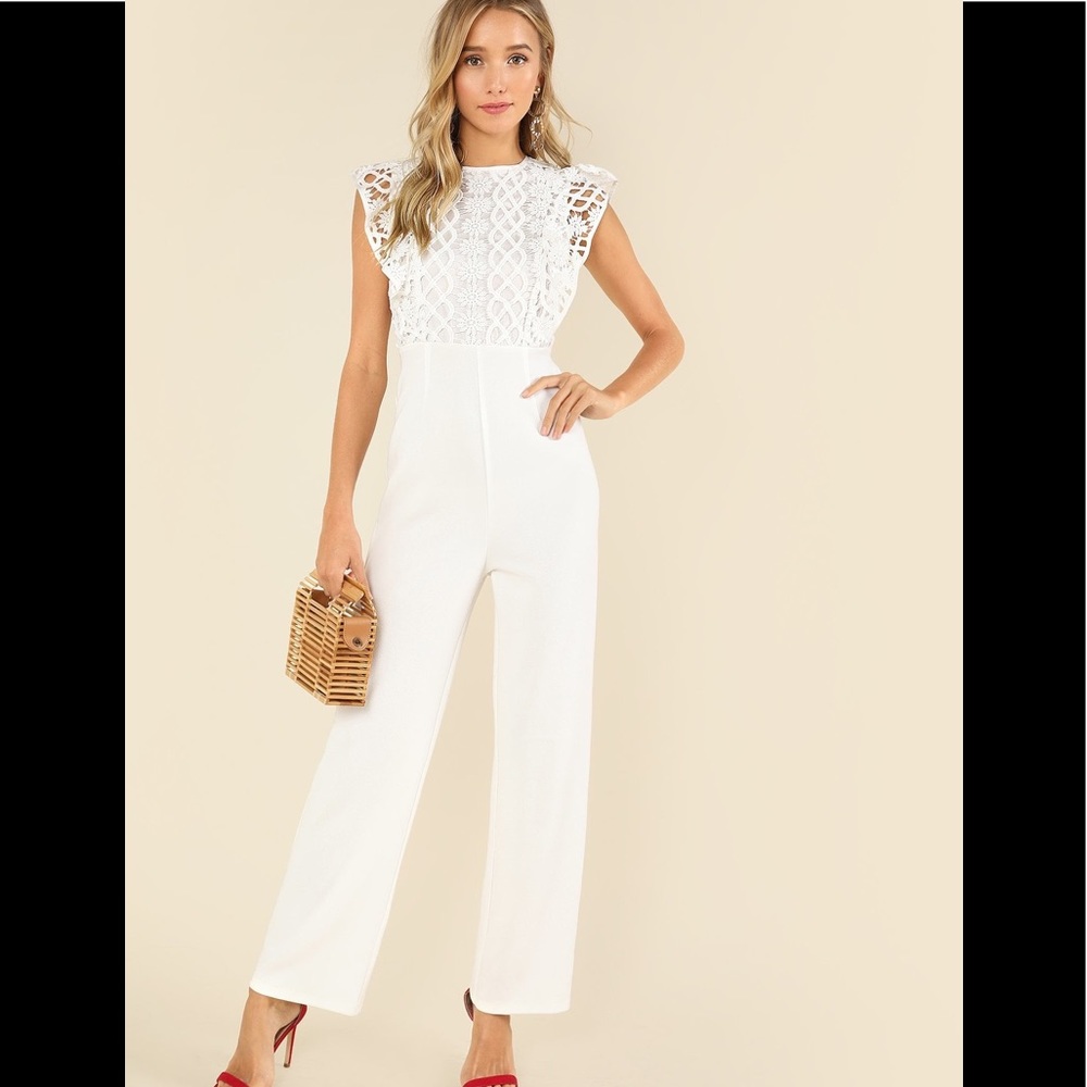 White Lace Bodice Jumpsuit